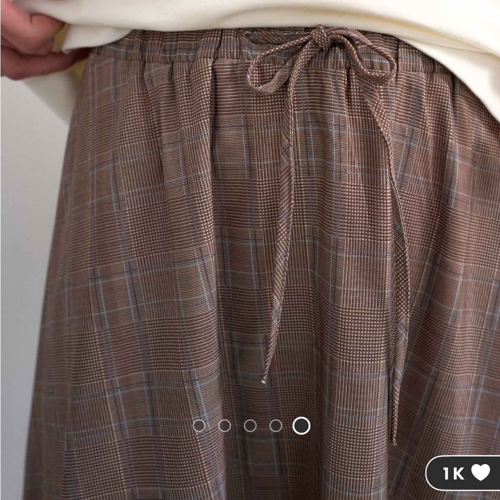 Topshop Brown Plaid A-Line Midi Skirt - Picture 6 of 6